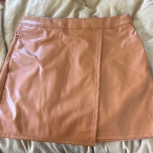 A-Line Burnt Orange Leather Mini Skirt